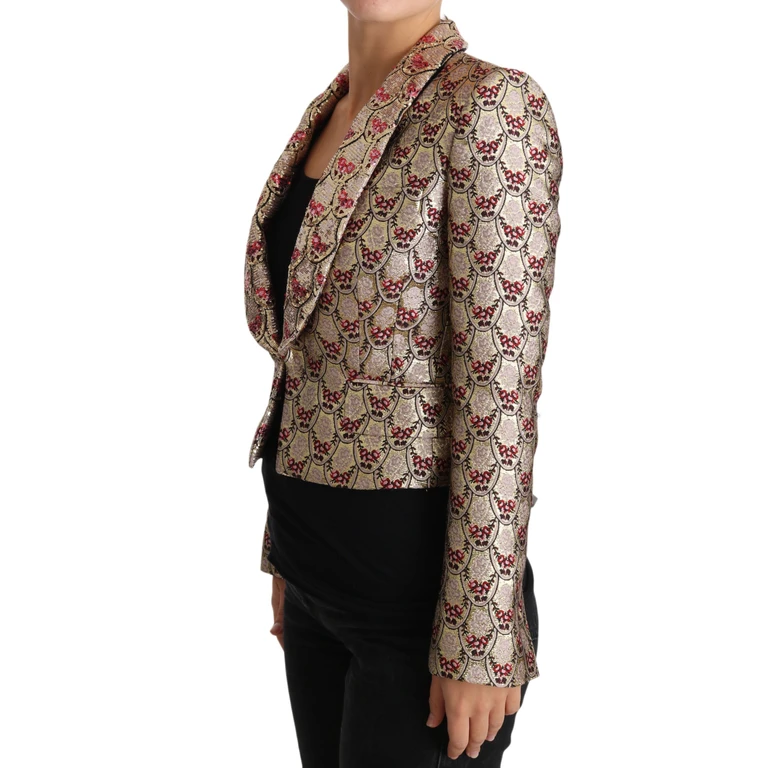 Gold Floral Sequined Blazer Coat Jacket Clothing - Women