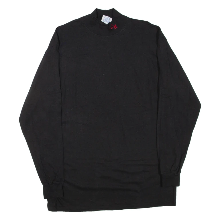EAGLE USA Mens T-Shirt Black Long Sleeve Roll Neck L
