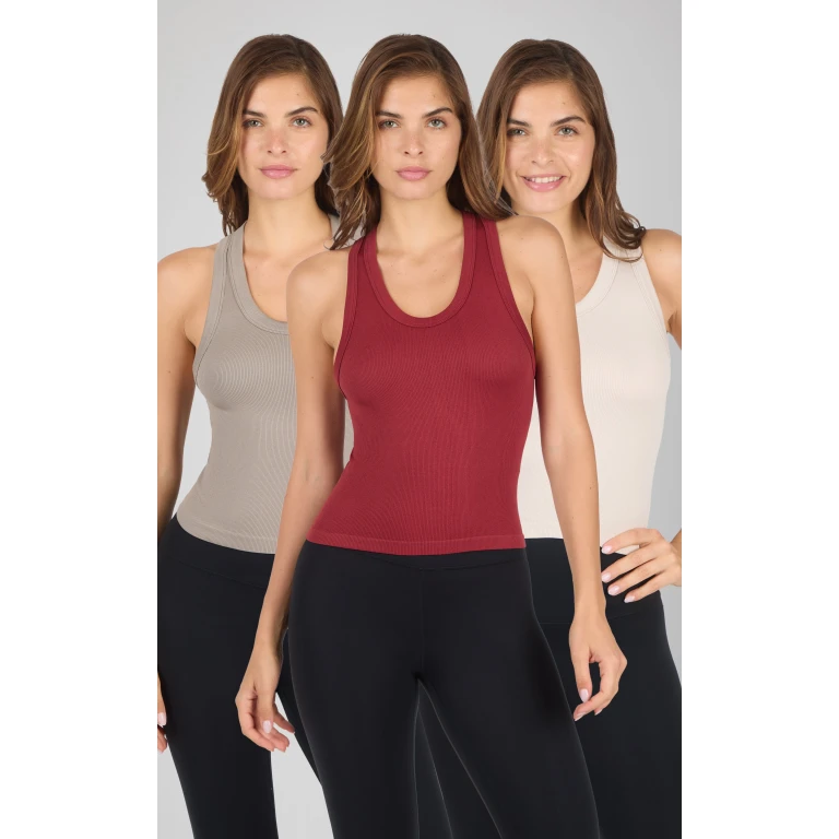 3 PK Ribbed Racerback Tank