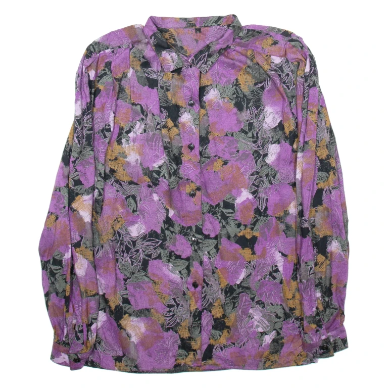 Womens Shirt Purple Crazy Pattern Long Sleeve S