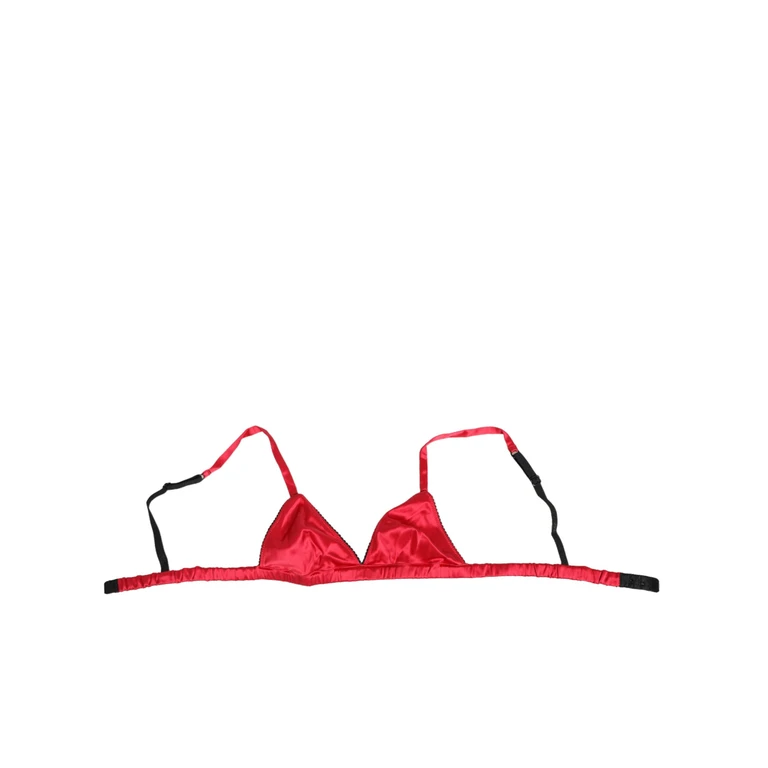 Dolce & Gabbana Red Silk Satin Triangle Soft Cup Br Underwear Elastane Clothing - Women