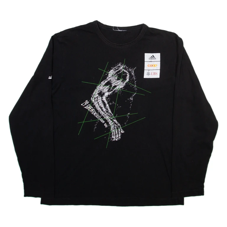 ADIDAS Mens T-Shirt Black Long Sleeve M