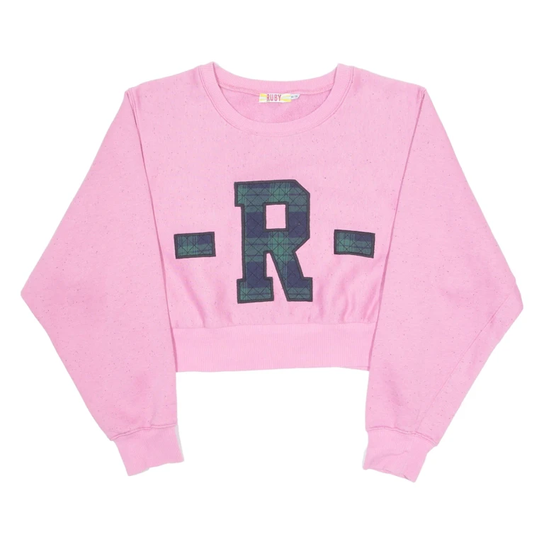 RUBY Cropped Womens Sweatshirt Pink Crew Neck M