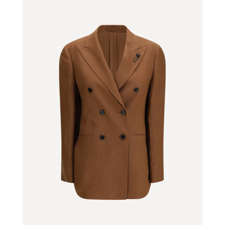 Zweireihiger Leinen-Blazer für Damen, Größe 42