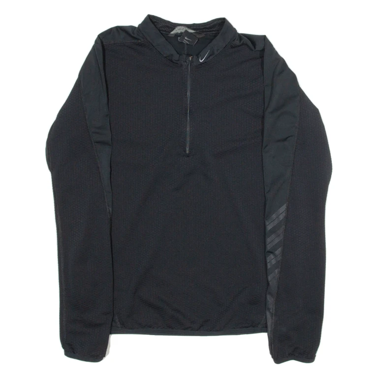 NIKE Mens Jersey Black Long Sleeve 1/4 Zip M