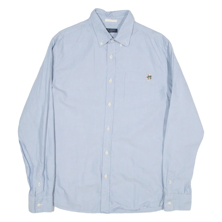 TED BAKER Mens Plain Shirt Blue Long Sleeve M