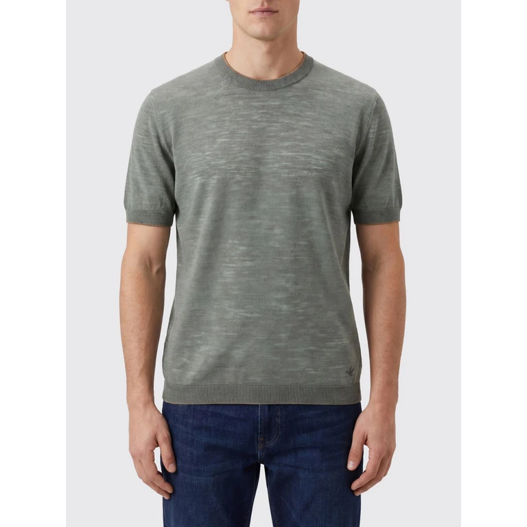 Crewneck T-Shirt in Linen Blend with Ribbed Edges (203CD0197365)