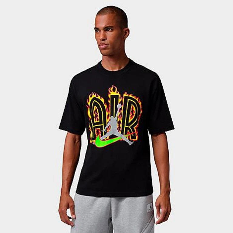 Nike Men's Jordan Air Flame Graphic T-Shirt in Black Size: XS