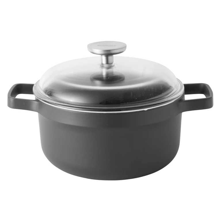 GEM Nonstick Cast Aluminum 8" Stockpot 3qt. with Glass Lid, Black