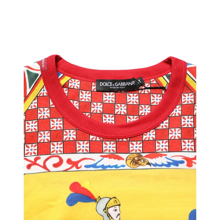Multicolor Carretto Print Crew Neck T-Shirt Cotton - Men