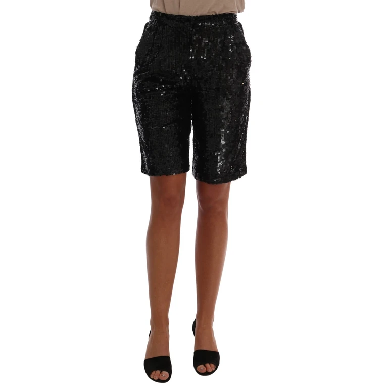 Dolce & Gabbana Black Sequined Fashion Shorts Nylon - Women
