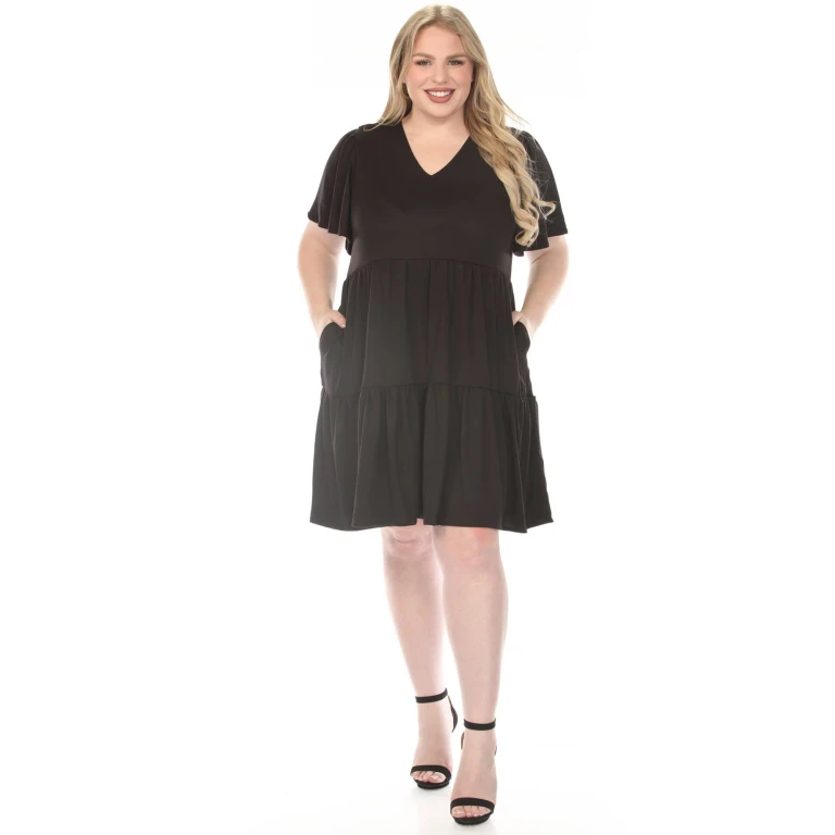 Women's Plus Size V-Neck Short Sleeve Dress