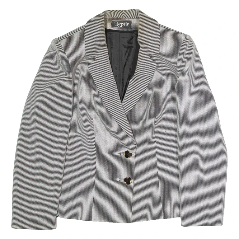 LEPTIR Womens Blazer Jacket Grey Pinstripe XS