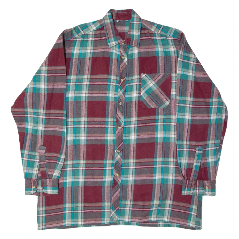 Mens Shirt Red Check Long Sleeve L