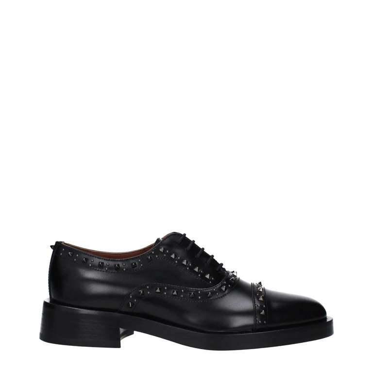 Black Leather Oxfords And Derbies Shoe - Women