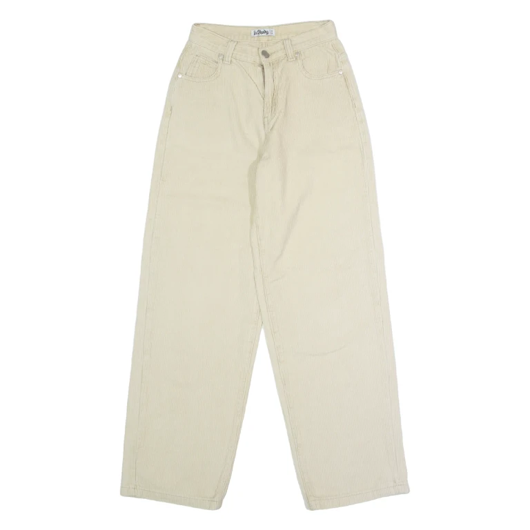 LA SHADY Mens Corduroy Trousers Beige Regular Straight W24 L28