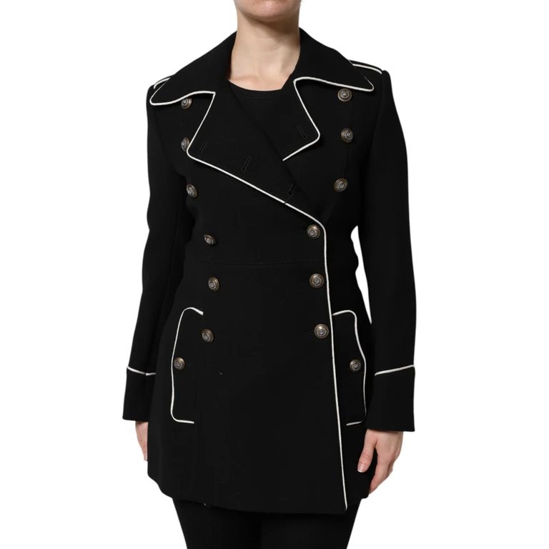 Dolce & Gabbana Black Wool Double Breasted Blazer Jacket Virgin Nylon Clothing - Women