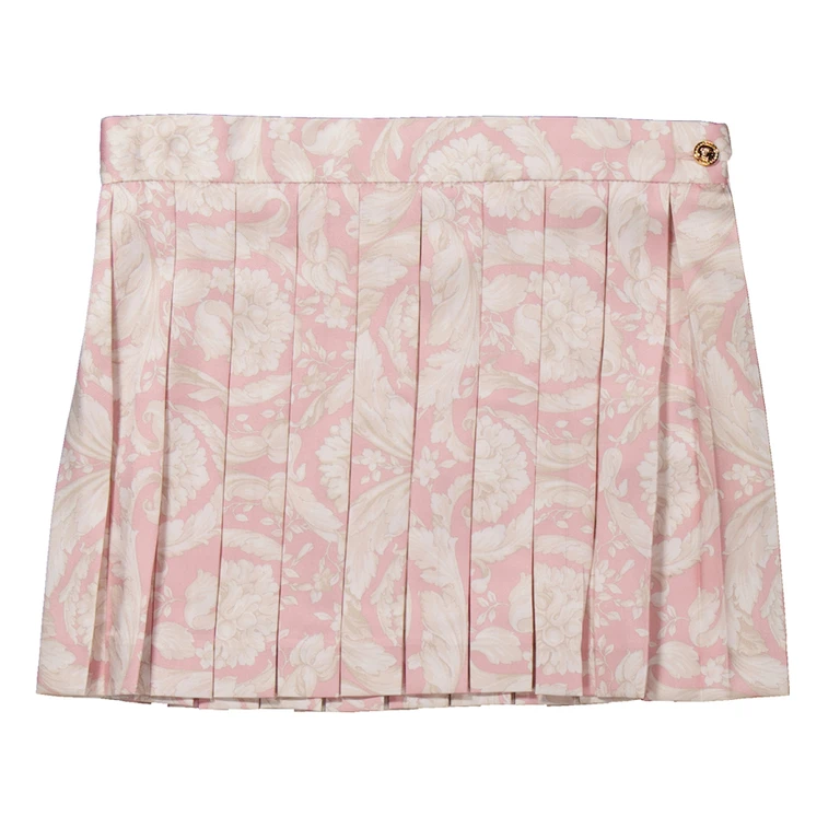 Young Versace Girls Barocco Print Pleated Skirt