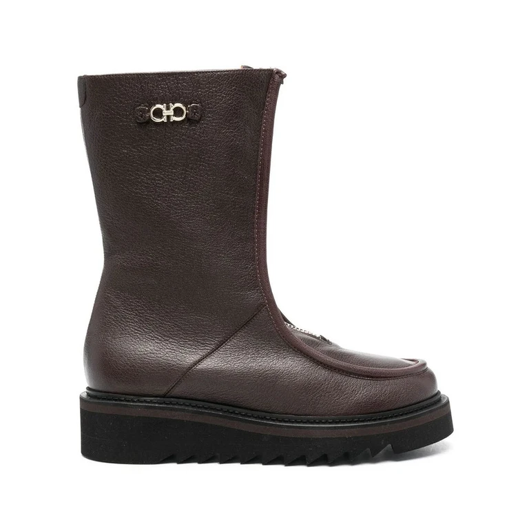 Gancini-Plaque Ankle Boots