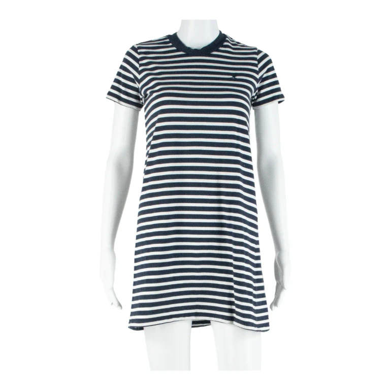 KANGOL Womens T-Shirt Dress Blue Striped Short Sleeve Short S