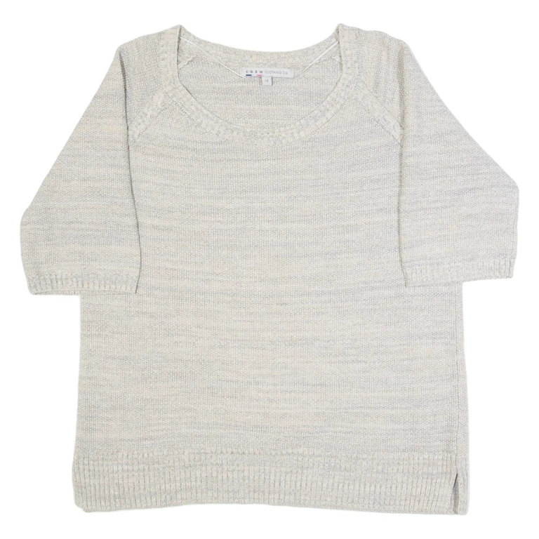CREW CLOTHING Womens Jumper Grey Tight Knit Short Sleeve UK 14