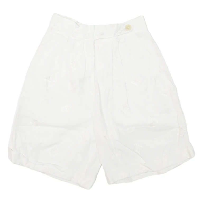 JACQUES FATH Pleated Womens Casual Shorts White Relaxed 90s XXS W24