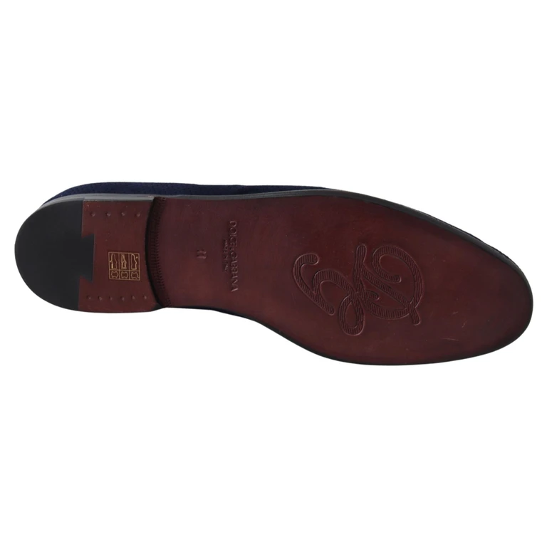 Dolce & Gabbana Blue Suede Caiman Loafers Slippers Shoes Perforated Goat - Men