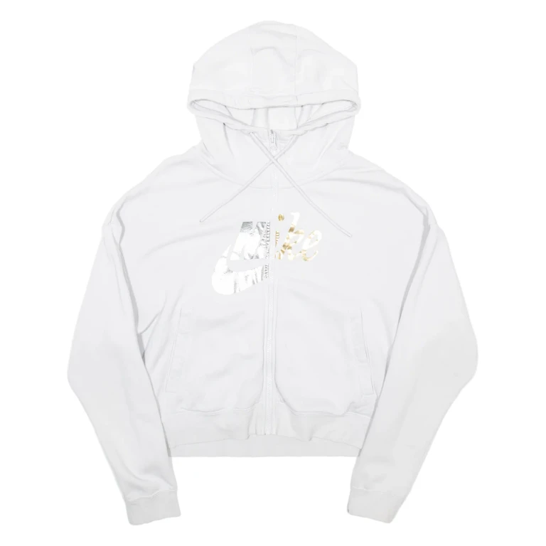 NIKE Mens White Hoodie Full Zip S