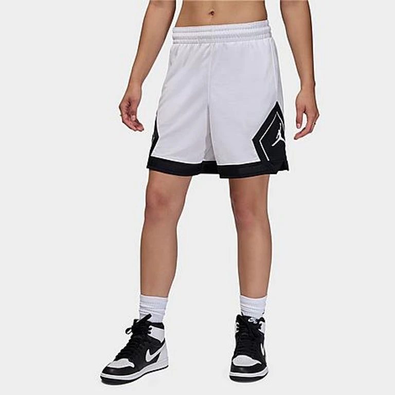 Nike Women's Jordan Sport 4" Diamond Basketball Shorts in White/Black Size: XS