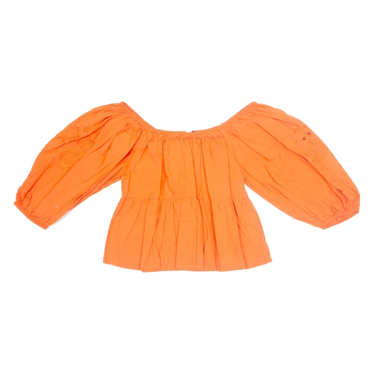 ZARA Womens Top Orange Off Shoulder XS