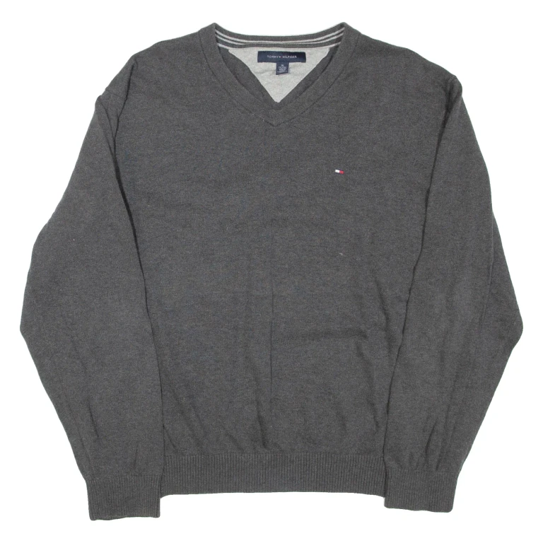 TOMMY HILFIGER Mens Jumper Grey Tight Knit XL