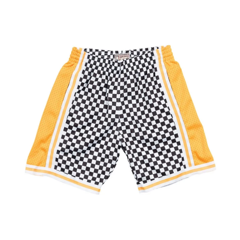 Men's NBA Checked Swingman Shorts La Lakers White