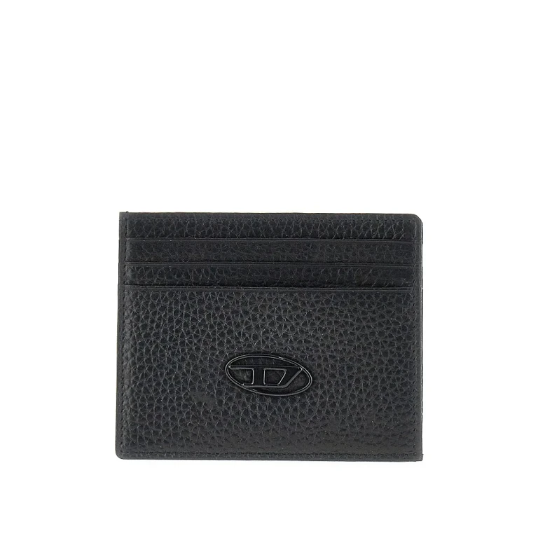 Grained leather cardholder Man One Size