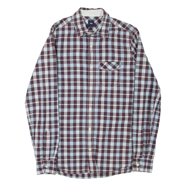GAP Mens Shirt Maroon Check Long Sleeve XS
