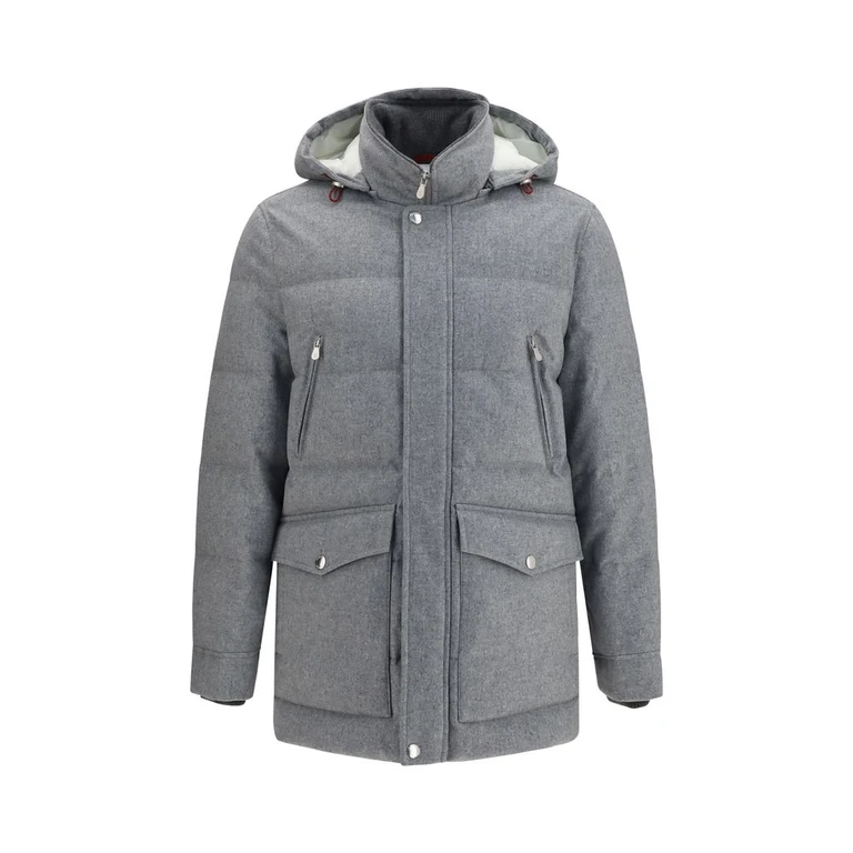 Brunello Cucinelli Gray Cashmere Full-Length Jacket Clothing - Men