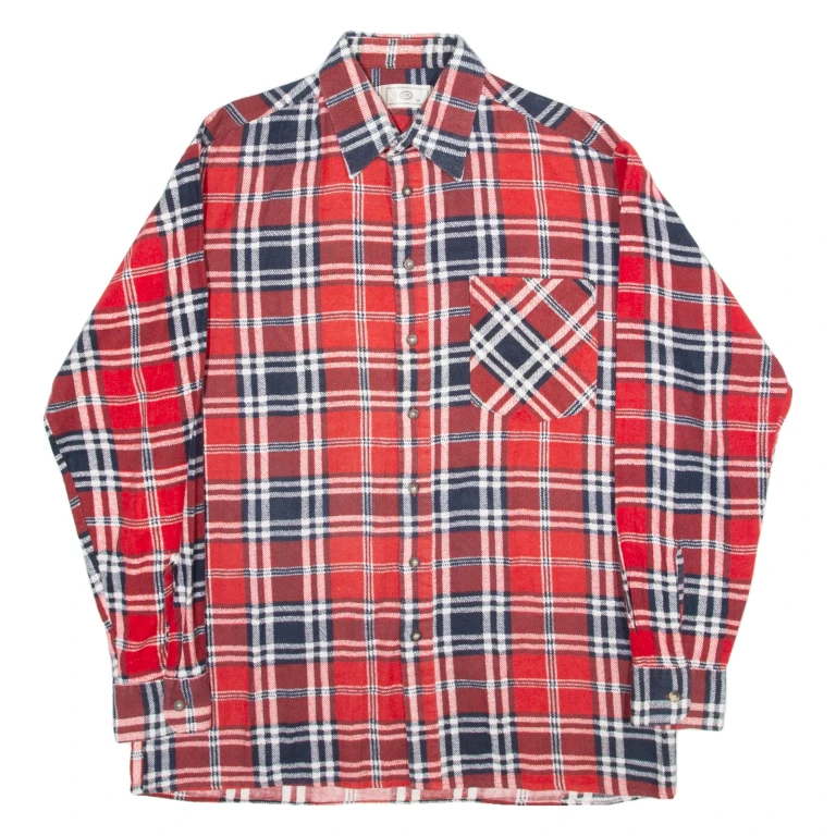 C&A Mens Shirt Red Check Long Sleeve M
