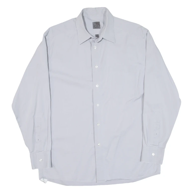 CALVIN KLEIN Mens Plain Shirt Grey Long Sleeve L