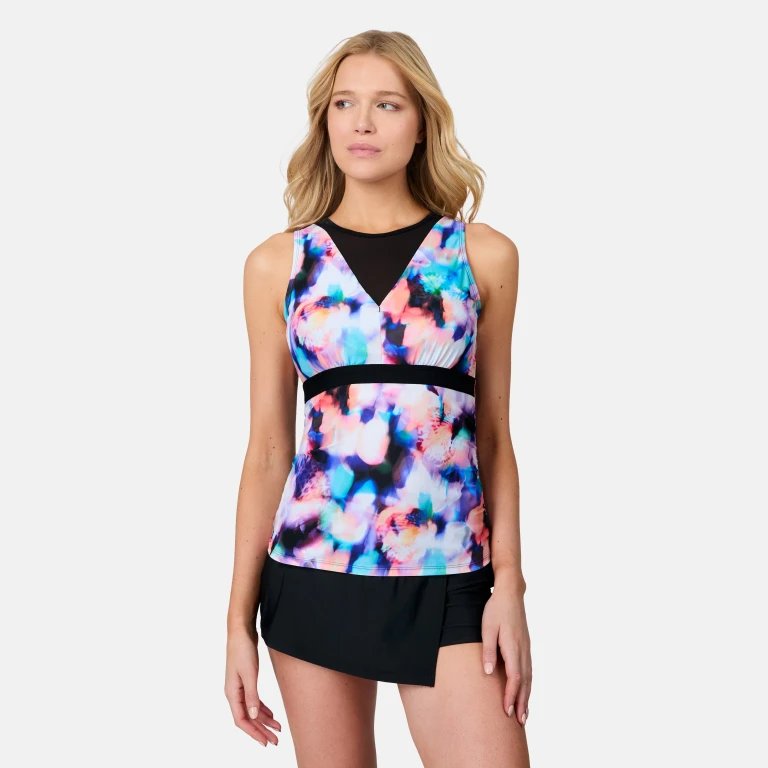 Women's Dreamy Floral Mesh V-Neck Tankini Top