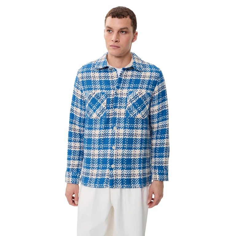 Wax London Oran Check Whiting Overshirt Blue/Ecru L
