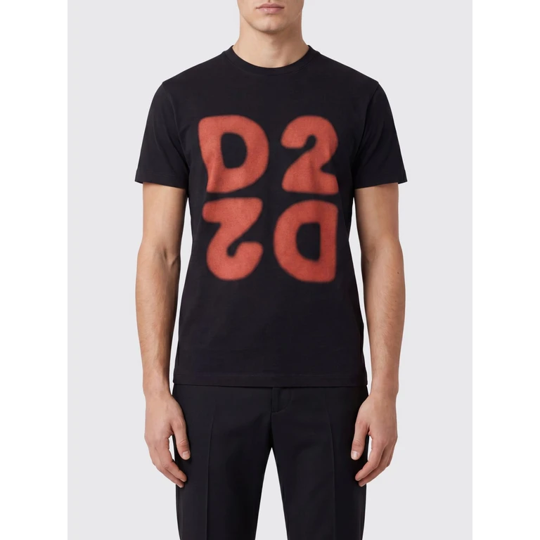 Slim Fit Short-Sleeved Cotton T-shirt with Printed Logo (S74GD1579D20106900)