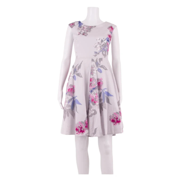 JOULES Occasion Wear Womens Fit & Flare Dress Grey Floral Knee Length UK 8