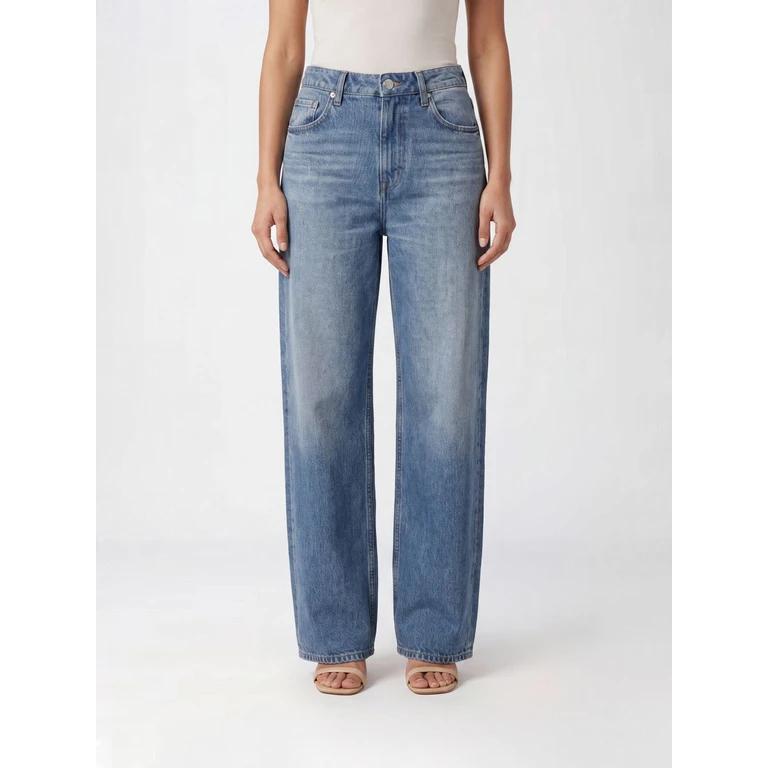 High-Waisted Wide-Leg Cotton Denim Trousers with Five Pockets (RC1225F7MTERAILY)