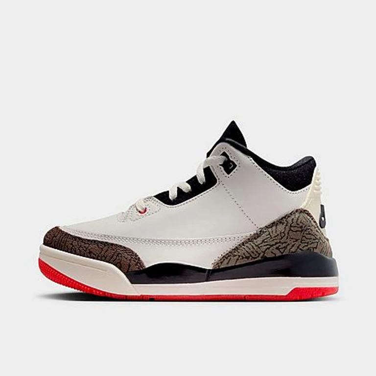 Jordan Little Kids Air Retro 3 Basketball Shoes in Sail/Black/University Red Size: 1.0