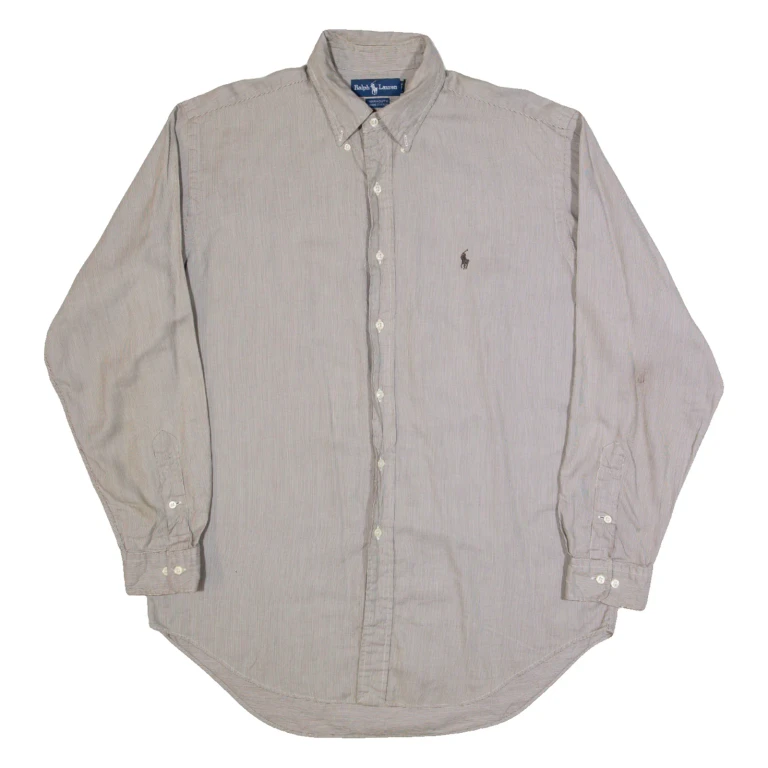 RALPH LAUREN Yarmouth Mens Shirt Brown Check Long Sleeve L