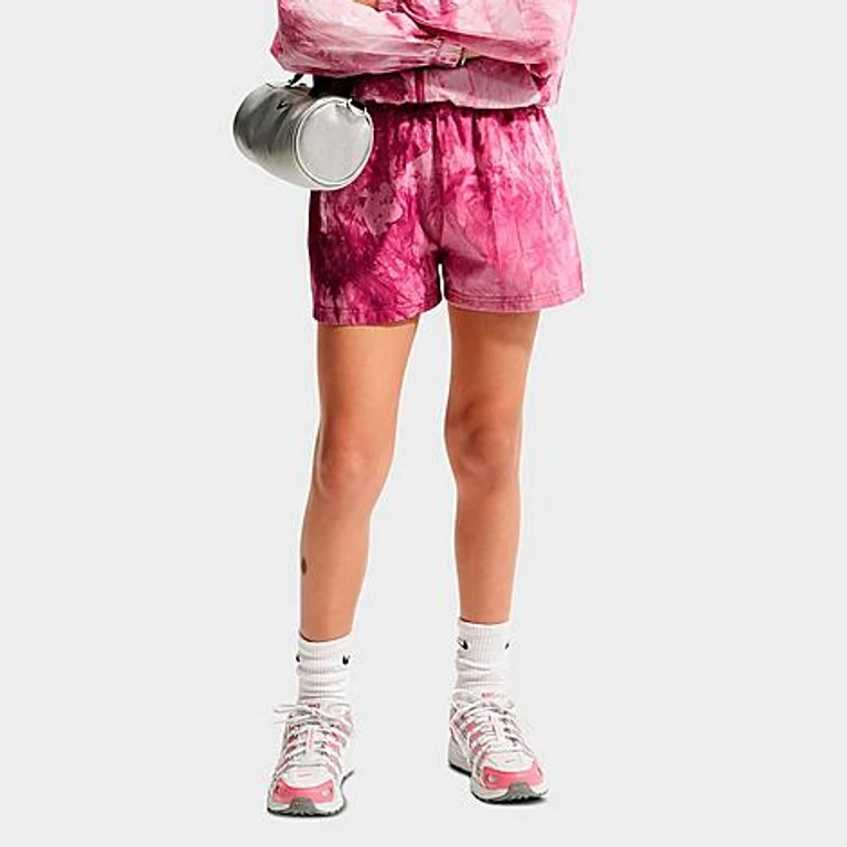 Nike Girls' Big Kids Sportswear Club Woven Shorts in Sweet Beet/Soft Pearl Size: XS