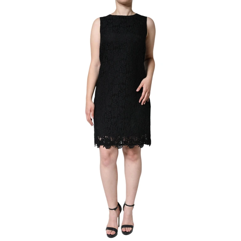 Dolce & Gabbana Black Floral Lace Sheath Sleeveless Mini Dress Nylon Viscose - Women
