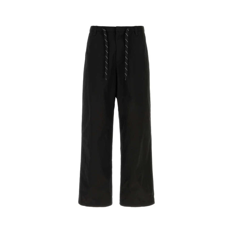 Black Cotton Wide-Leg Pant Exterior: Pantaloni - Men