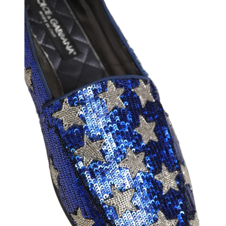 Dolce & Gabbana Multicolor Flag Sequin Dress Loafers Shoes Leather - Men