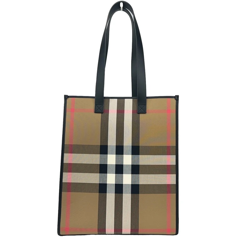 Burberry Medium Ns Book Tote Bag Purse Silver Canvas - Women