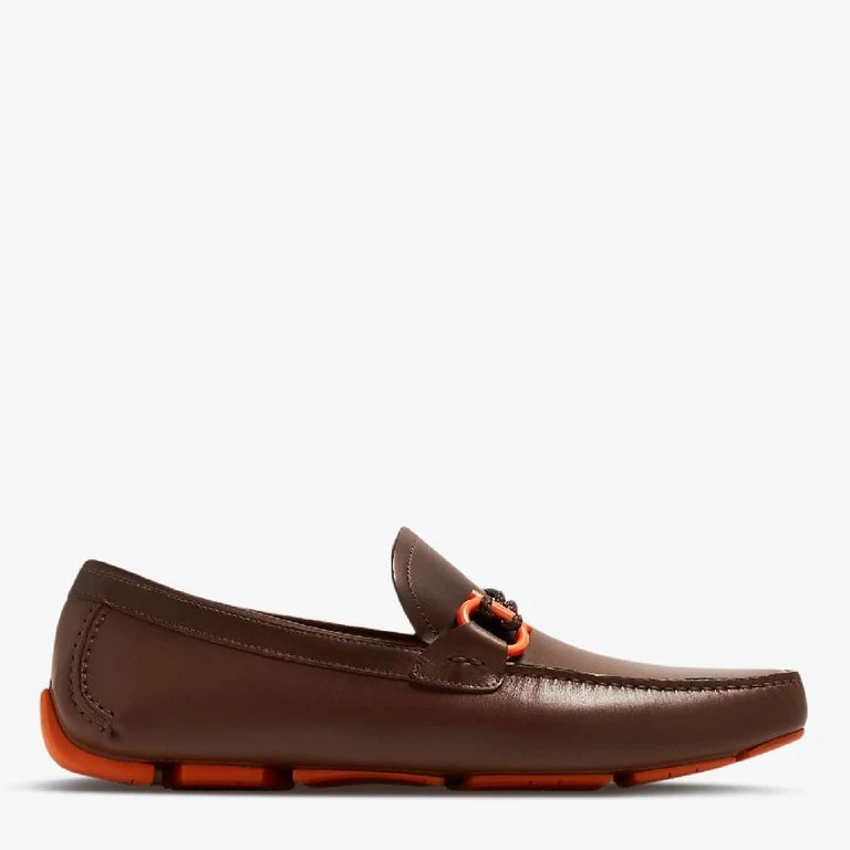 Ferragamo Gancini Ornament Leather Loafers, Size 9 EE